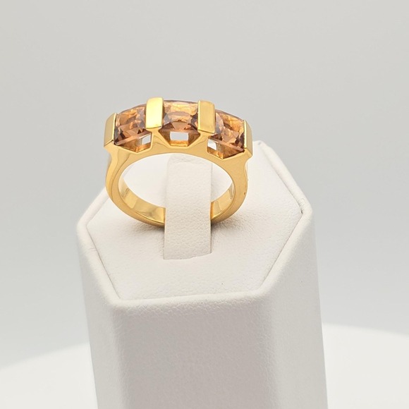 Swarovski Jewelry - Vintage SWAROVSKI Ring Signed 3 Austrian Crystals 18k Yellow Gold Plate Size 7.5